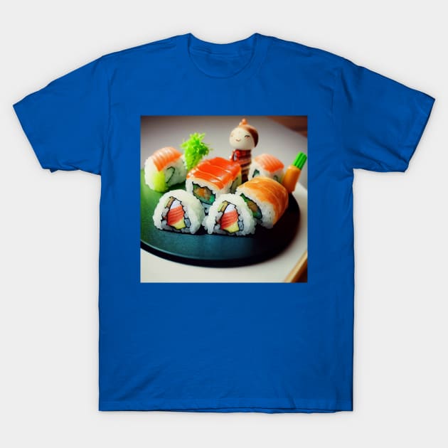 Kawaii Anime Sushi T-Shirt by Grassroots Green